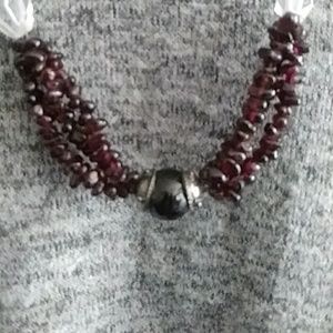 18.5" Garnet & Crystals Necklace
